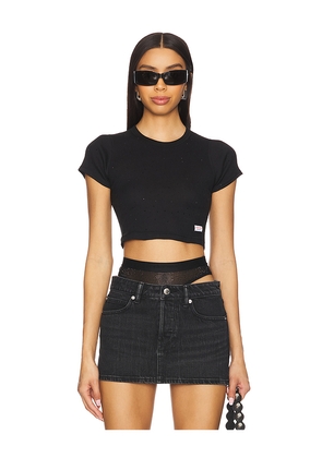 Alexander Wang Hotfix Cropped Short Sleeve Crewneck Tee in Black. Size S. Also in XS.