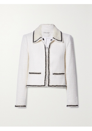 ALICE + OLIVIA - Kidman Cropped Bead-embellished Tweed Jacket - Off-white - x small,small,medium,large