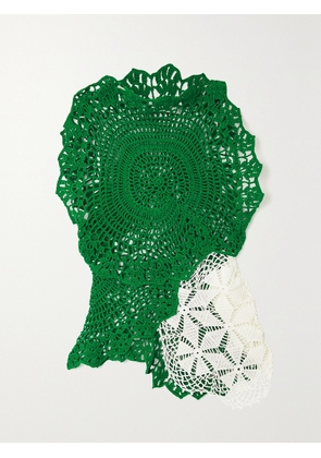 The Row - Christa Asymmetric Two-tone Crocheted Cotton Top - Green - XS/S,M/L