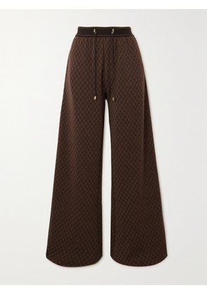 Balmain - Striped Wool-blend Jacquard Wide-leg Pants - Brown - FR 34,FR 36,FR 38,FR 40,FR 42,FR 44