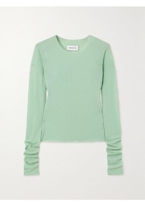 16ARLINGTON - Crystal-embellished Mesh Top - Green - UK 6,UK 8,UK 10