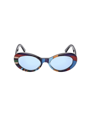 Emilio Pucci Oval Sunglasses in Blue.