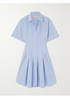Marni - Pleated Cotton-poplin Shirt Dress - Blue - IT38,IT40,IT42,IT44,IT46,IT48