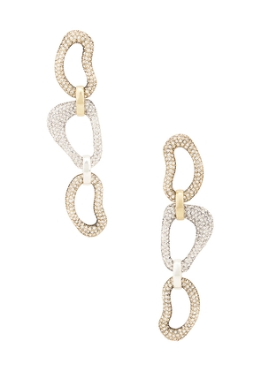 AREA Crystal Link Drop Earrings in Metallic Silver.