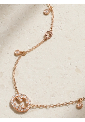Gucci - Interlocking G 18-karat Rose Gold Diamond Necklace - One size
