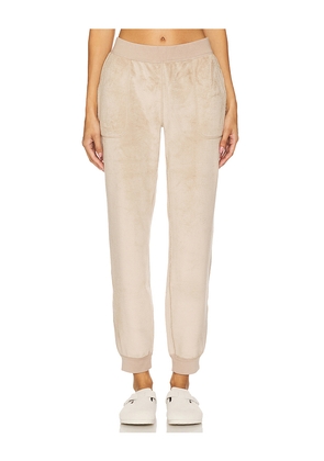eberjey Reversible Plush Jogger in Beige. Size S. Also in XS, XL.