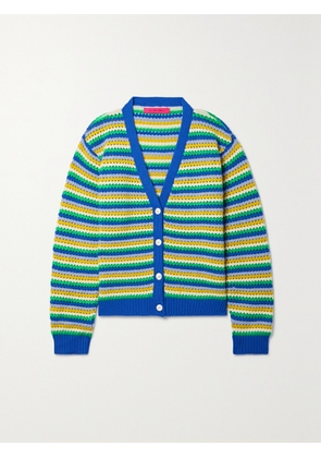The Elder Statesman - Striped Open-knit Cashmere Cardigan - Blue - x small,small,medium,large