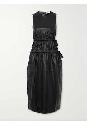Proenza Schouler White Label - Tiered Ruched Faux Leather Midi Dress - Black - US0,US2,US4,US6,US8,US10,US12