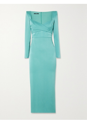 Alex Perry - Linden Wrap-effect Satin-crepe Midi Dress - Green - UK 4,UK 6,UK 8,UK 10,UK 12,UK 14,UK 16