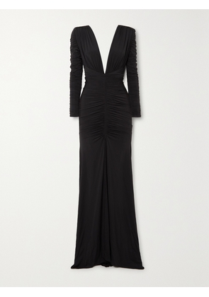 Alex Perry - Dalton Ruched Stretch-jersey Gown - Black - UK 4,UK 6,UK 8,UK 10,UK 12,UK 14,UK 16,UK 18