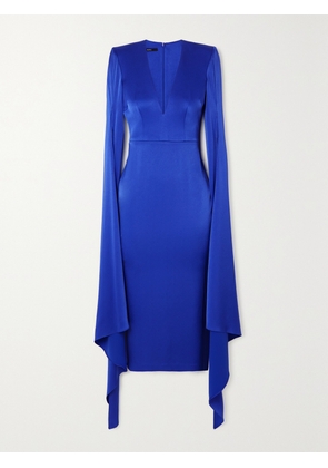 Alex Perry - Vander Cape-effect Satin-crepe Midi Dress - Blue - UK 6,UK 8,UK 10,UK 12,UK 14,UK 16,UK 18,UK 20