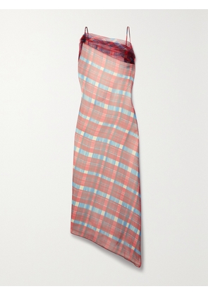 Ferragamo - Gathered Checked Organza Midi Dress - IT36,IT38,IT40,IT42,IT44