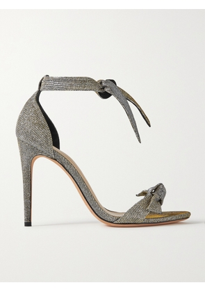 ALEXANDRE BIRMAN - Clarita Bow-embellished Lurex Sandals - Gray - IT36,IT37,IT37.5,IT38,IT38.5,IT39,IT39.5,IT40,IT40.5,IT41,IT41.5,IT42