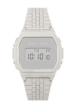 A.P.C. Montre Casio Watch in Metallic Silver.
