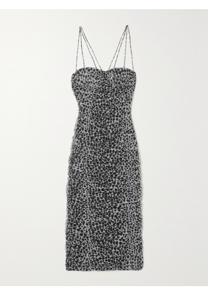 PHILOSOPHY DI LORENZO SERAFINI - Ruched Leopard-print Tulle Midi Dress - Multi - IT36,IT38,IT40,IT42,IT44,IT46,IT48