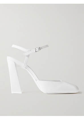 Amina Muaddi - Charlotte Leather Pumps - White - IT35,IT36,IT36.5,IT37,IT37.5,IT38,IT38.5,IT39,IT39.5,IT40,IT40.5,IT41