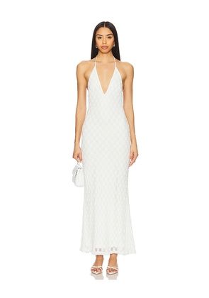 Bardot x REVOLVE Adoni Halter Mesh Midi Dress in White. Size 10. Also in 12, 4, 6, 8.