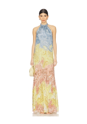 HEMANT AND NANDITA Long Dress in Blue,Yellow. Size L. Also in XL.