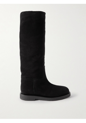 LEGRES - Shearling-lined Suede Knee Boots - Black - IT35,IT36,IT37,IT38,IT39,IT40,IT41,IT42