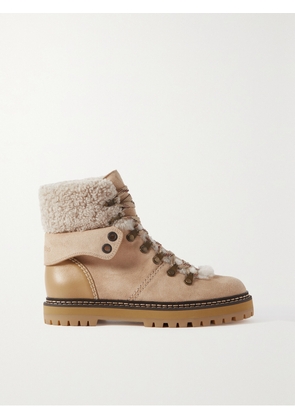 SEE BY CHLOÉ - Eilieen Shearling-lined Suede And Leather Ankle Boots - Brown - IT35,IT36,IT37,IT38,IT39,IT40,IT41,IT42