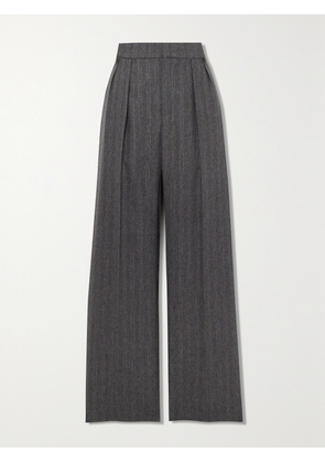 Brunello Cucinelli - Striped Pleated Wool-blend Wide-leg Pants - Gray - IT38,IT40,IT42,IT44,IT46,IT48,IT50