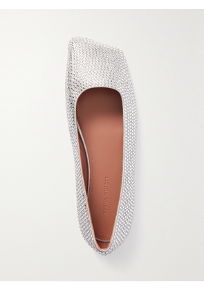 Amina Muaddi - Ane Crystal-embellished Metallic Suede Ballet Flats - Silver - IT36.5,IT37,IT37.5,IT38,IT38.5,IT39,IT39.5,IT40,IT40.5,IT41,IT42