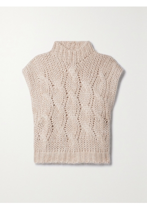 Brunello Cucinelli - Lupetto Cropped Metallic Cable-knit Sweater - Neutrals - x small,small,medium,large