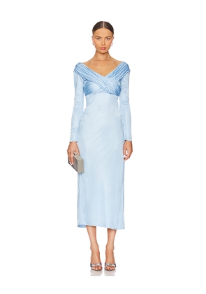 Alejandra Alonso Rojas Long Sleeve Draped Jersey Dress in Blue. Size 0. Also in 10.