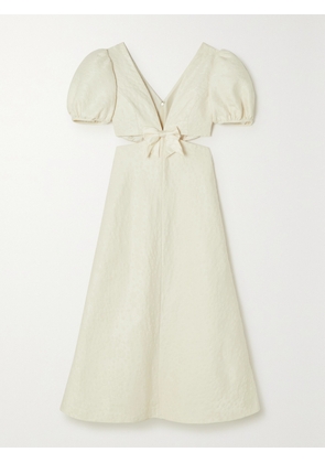 MARKARIAN - Patti Silk-trimmed Cutout Floral-brocade Midi Dress - White - US0,US2,US4,US6,US8,US10,US12