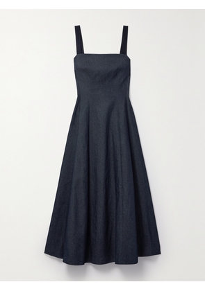 Adam Lippes - Giovanna Faux Pearl-embellished Denim Maxi Dress - Blue - US2,US4,US6,US8,US10,US12