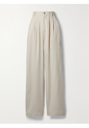 The Row - Rufos Pleated Cotton Wide-leg Pants - Cream - US0,US2,US4,US6,US8,US10,US12,US14