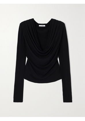 INTERIOR - The Carla Draped Jersey Top - Black - x small,small,medium,large,x large