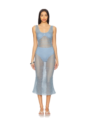 ESCVDO Illapa Crochet Midi Dress in Baby Blue. Size L. Also in M.
