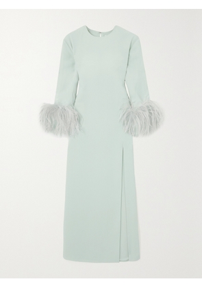 16ARLINGTON - Billie Feather-trimmed Crepe Midi Dress - Green - UK 4,UK 6,UK 8,UK 10,UK 12,UK 14,UK 16
