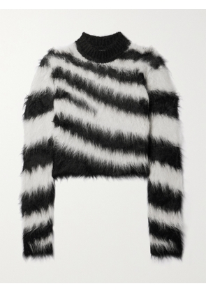 MONSE - Cropped Zebra-print Alpaca-blend Sweater - Black - x small,small,medium,large,x large
