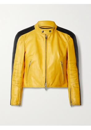 Balenciaga - Cropped Distressed Leather Jacket - Yellow - FR 34,FR 36,FR 38