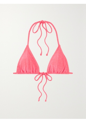 GOOD AMERICAN - Sparkle Tiny Ties Metallic Triangle Bikini Top - Pink - 01,2,3,4,5,6,7,8