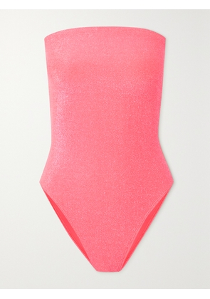 GOOD AMERICAN - Sparkle Strapless Metallic Neon Swimsuit - Pink - 01,2,3,4,5,6,7,8