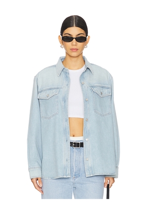 AGOLDE Rina Slim Shirt in Blue. Size L. Also in M, XL.