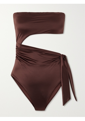 GOOD AMERICAN - Strapless Cutout Swimsuit - Brown - 01,2,3,4,5,6,7,8