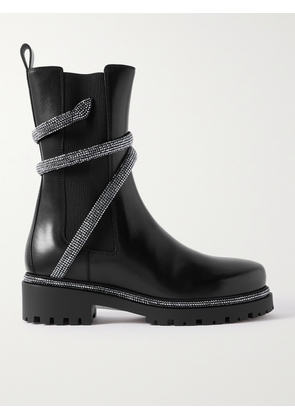 René Caovilla - Cleo Crystal-embellished Leather Chelsea Boots - Black - IT35,IT36,IT36.5,IT37,IT37.5,IT38,IT38.5,IT39,IT39.5,IT40,IT40.5,IT41,IT42
