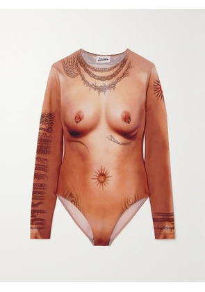 Jean Paul Gaultier - Trompe L'oeil Printed Stretch-jersey Bodysuit - Neutrals - xx small,x small,small,medium,large,x large