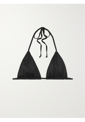 GOOD AMERICAN - Tiny Ties Stretch-satin Triangle Bikini Top - Black - 01,2,3,4,5,6,7,8