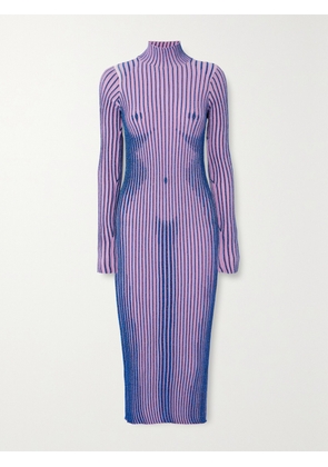 Jean Paul Gaultier - Ribbed Metallic Merino Wool-blend Midi Dress - Pink - xx small,x small,small,medium,large,x large