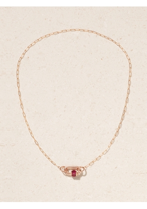 Marla Aaron - Square Link 14-karat Rose Gold Ruby Necklace - One size