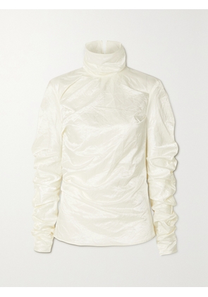 Acne Studios - Crinkled-satin Turtleneck Top - White - EU 32,EU 34,EU 36,EU 38,EU 40