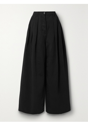 The Row - Criselle Pleated Cotton And Linen-blend Twill Wide-leg Pants - Black - US0,US2,US4,US6,US8,US10,US12