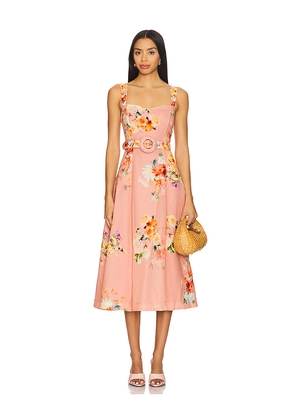 HEMANT AND NANDITA Midi Dress With Buckle Belt in Rose. Size L. Also in XXS, XL.