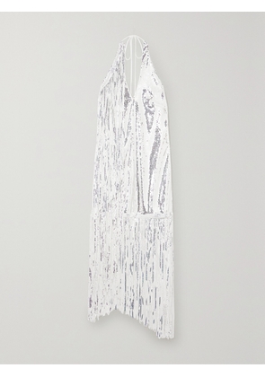 ROTATE BIRGER CHRISTENSEN - + Net Sustain Noor Fringed Sequined Crepe Halterneck Mini Dress - White - DK32,DK34,DK36,DK38,DK40,DK42,DK44