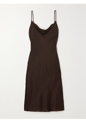 Dries Van Noten - Draped Crinkled-shell Dress - Brown - FR 34,FR 36,FR 38,FR 40,FR 42,FR 44